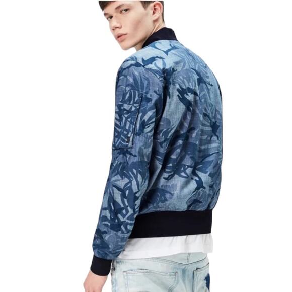 RAW G-Star Men's Rackam DC Deconstructed Bomber Jacket Blue Camo, size M - Picture 5 of 11